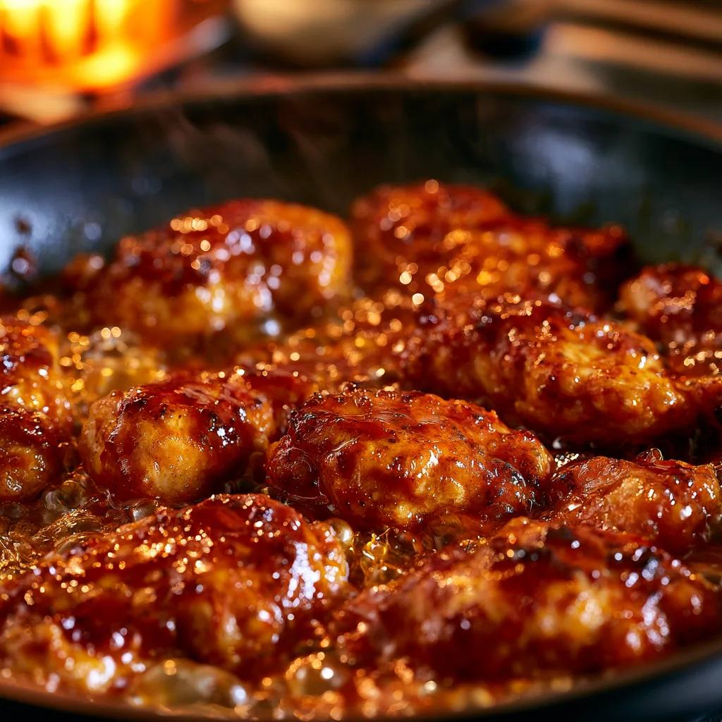 buffalo chicken cooking in pan