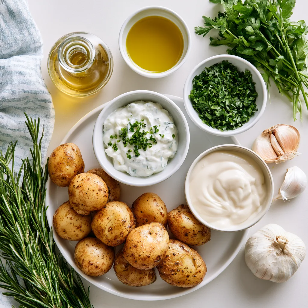 ingredients for crispy smashed potato salad
