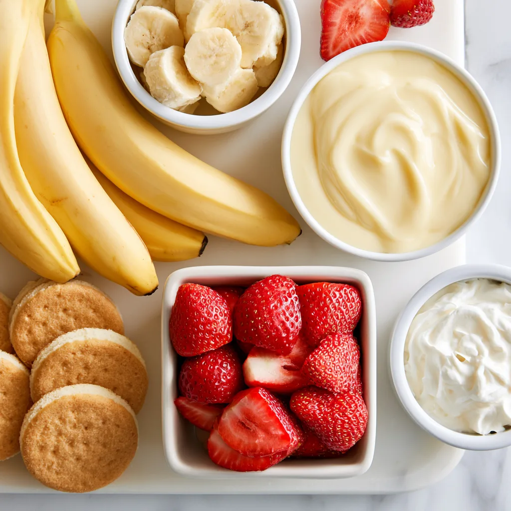ingredients for strawberry banana pudding