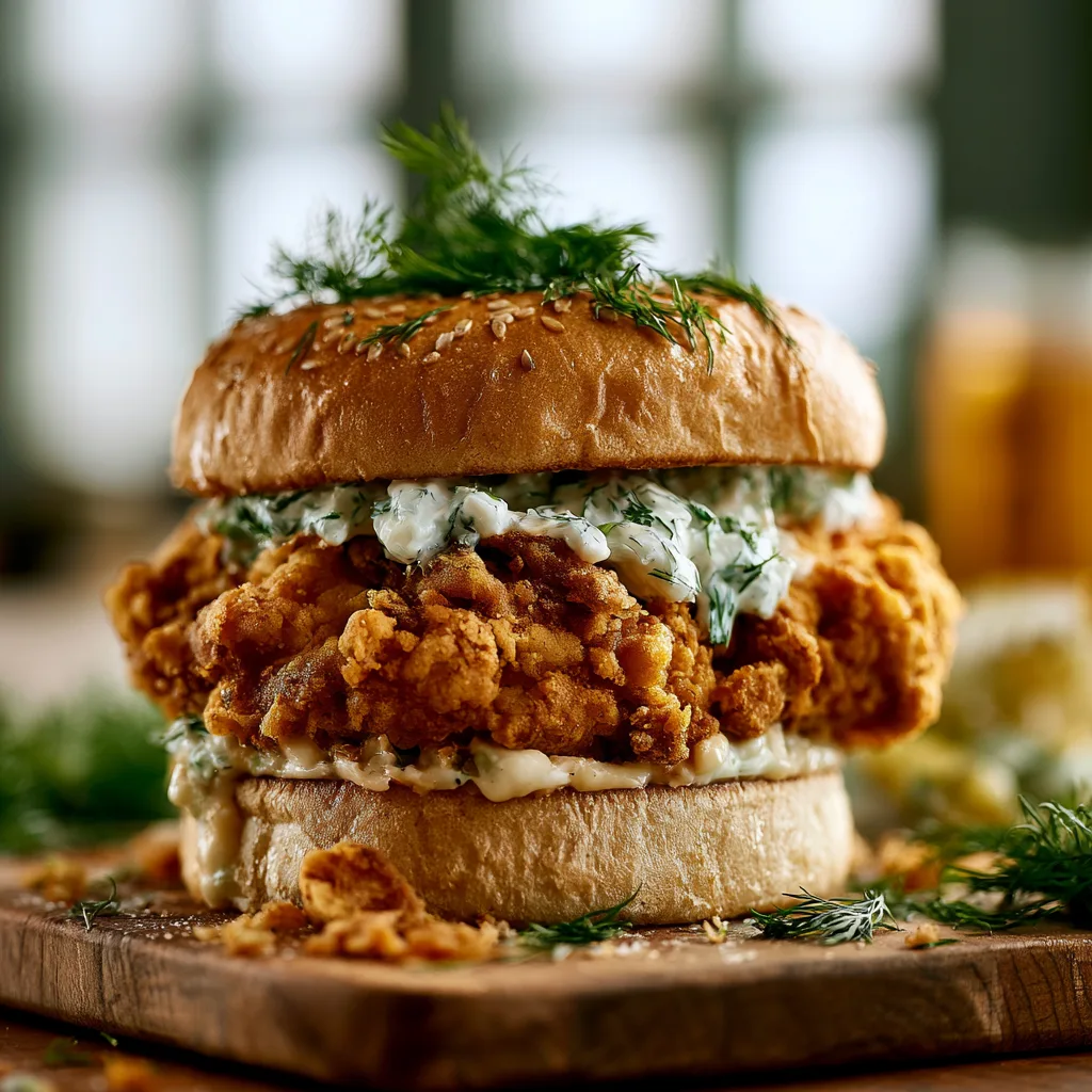 🍗 Crispy Dill Chicken Sandwich with Homemade Aioli