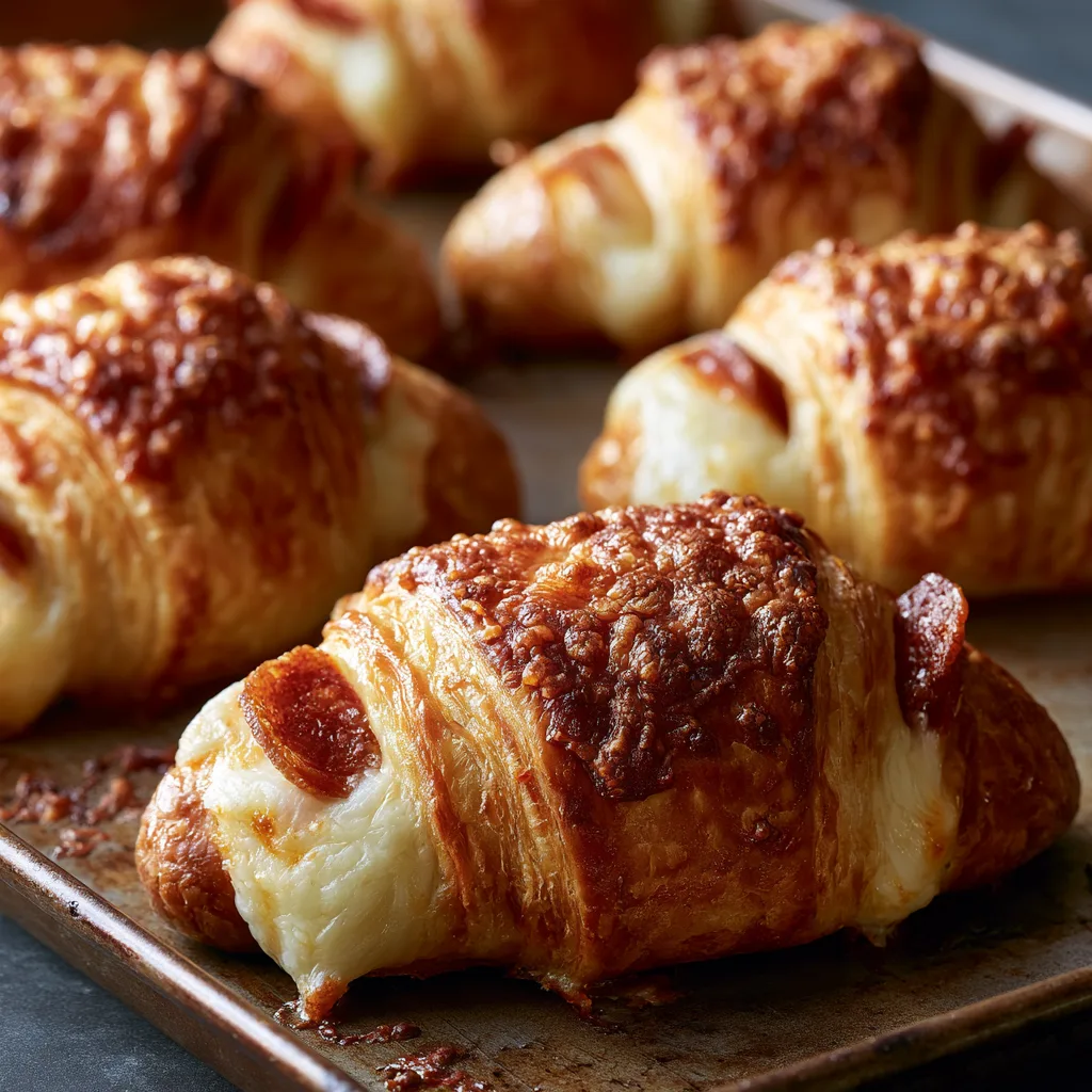 mozzarella pepperoni croissant rolls golden and cheesy