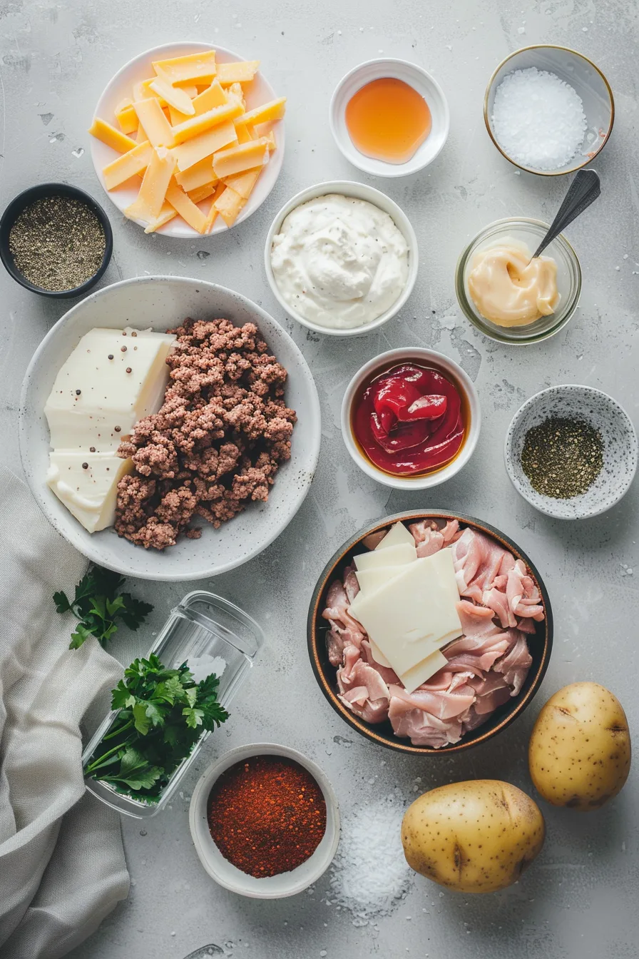 Ingredients for ground beef hot honey bowl